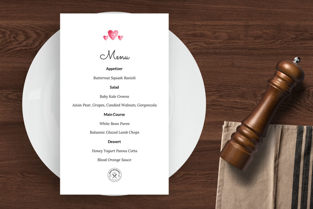Valentine's Day - Easy to customize restaurant menu template - ASBA Creative Studio
