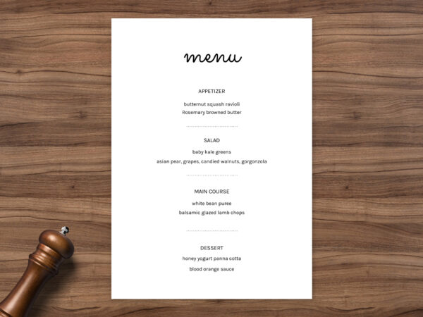 Simple Event menu - restaurant menu template