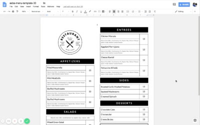 How to start editing your Google Doc menu template
